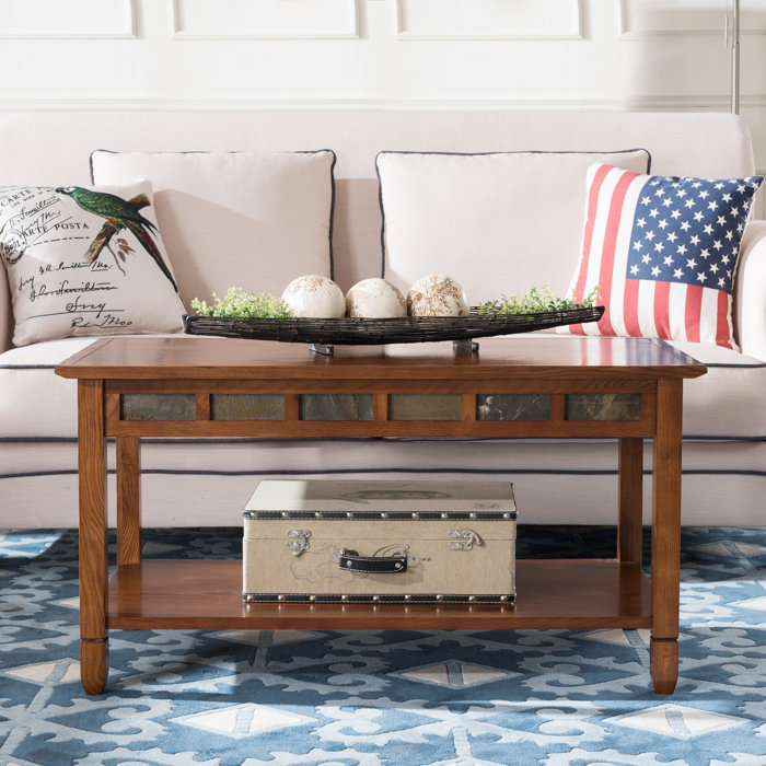 Charlton Home® Rustic Solid Wood Slate Coffee Table & Reviews Wayfair